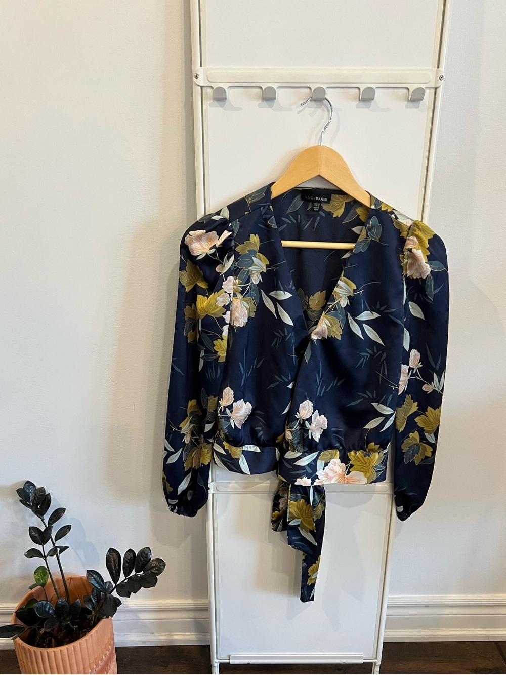 Floral Wrap Tie Blouse